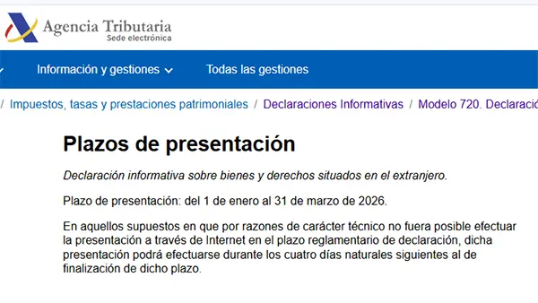 Plazo De Presentación Del Modelo 720 En La Aeat (1 Enero–31 Marzo)