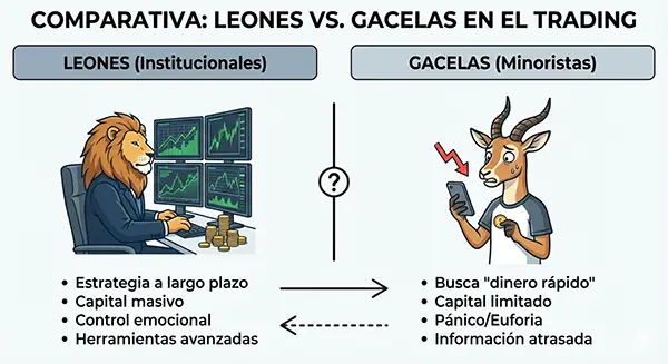 Comparativa Leones Vs Gacelas En El Trading: Institucionales Vs Minoristas